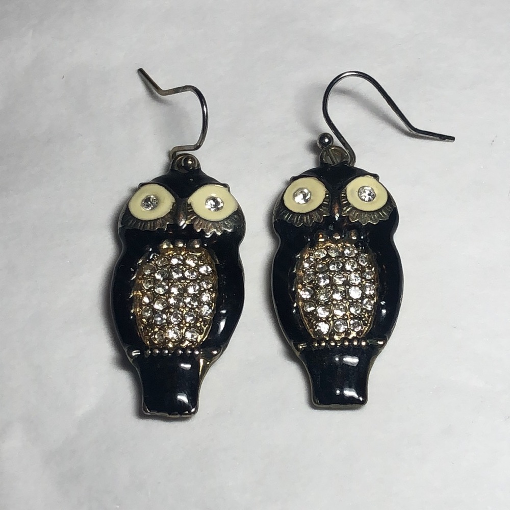 Vtg Owl Costume Earrings